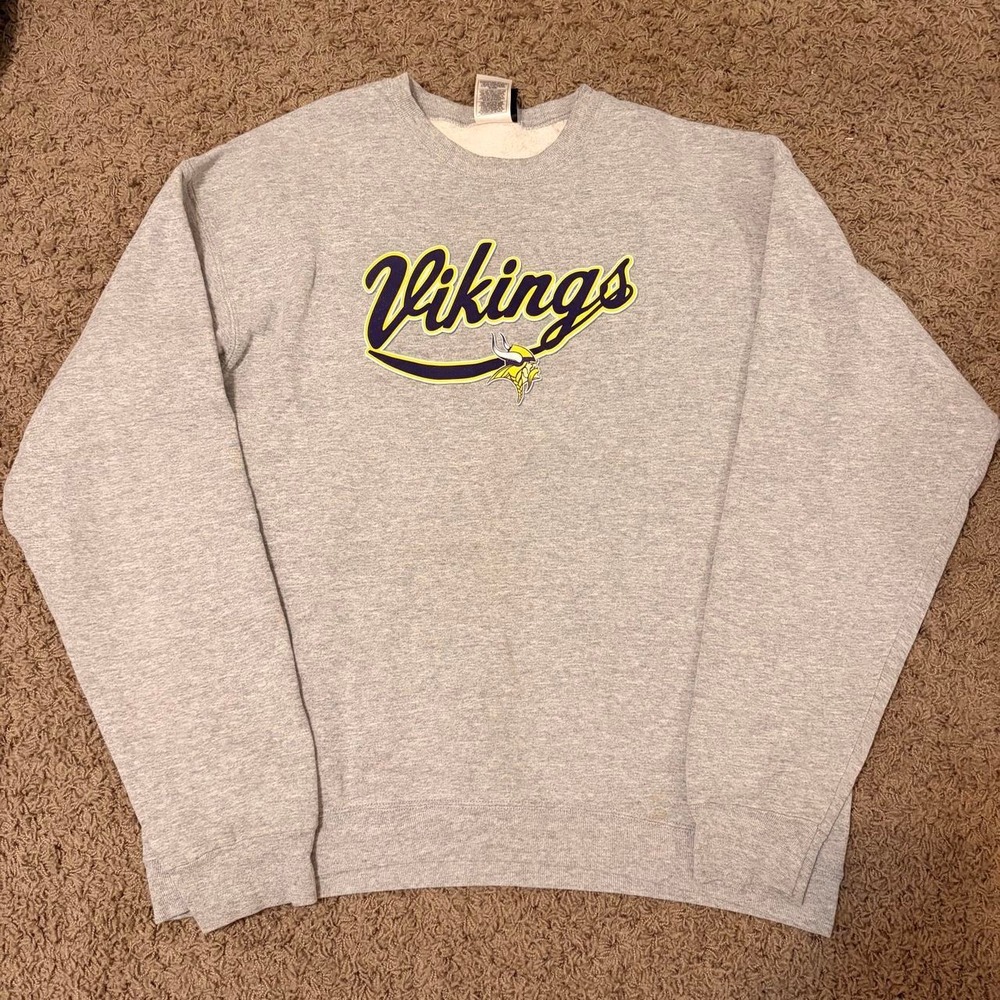 Vintage 90s Pro Player Minnesota Vikings Crewneck Sweatshirt Grey Mens XL NFL